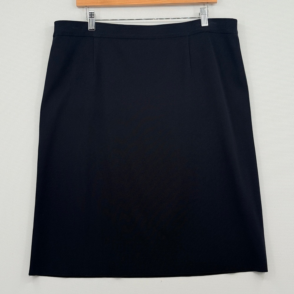 Exclusively Misook Knit Skirt Womens 2X Navy Straight Elastic Waist Professional